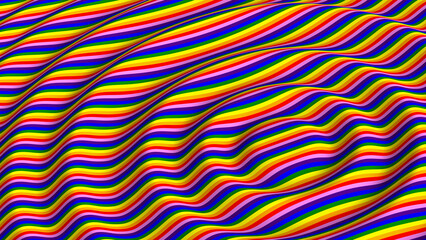 3D Surreal Striped Rainbow Pattern Background