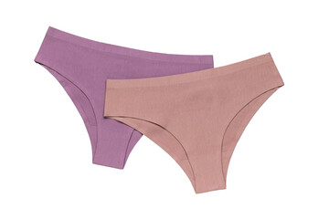 Two seamless women's panties isolated on a white background. The concept of women's underwear.