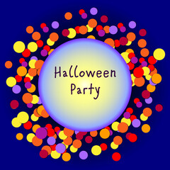 confetti vector, picture frame for halloween with festive splatter of confetti, glowing sphere, halloween vector, shiny halloween vector, artwork, vector background