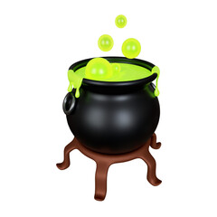 Witch's cauldron preparing poison 3d illustration