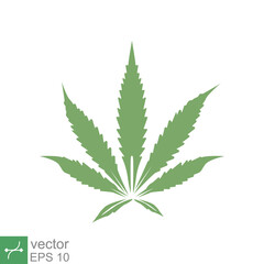Cannabis (marijuana leaf) icon. Simple solid style. Hemp, plat, weed, nature, floral, herb, medical concept. Glyph vector illustration isolated on white background. EPS 10.