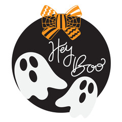 Halloween  ghost door hanger  vector cartoon illustration