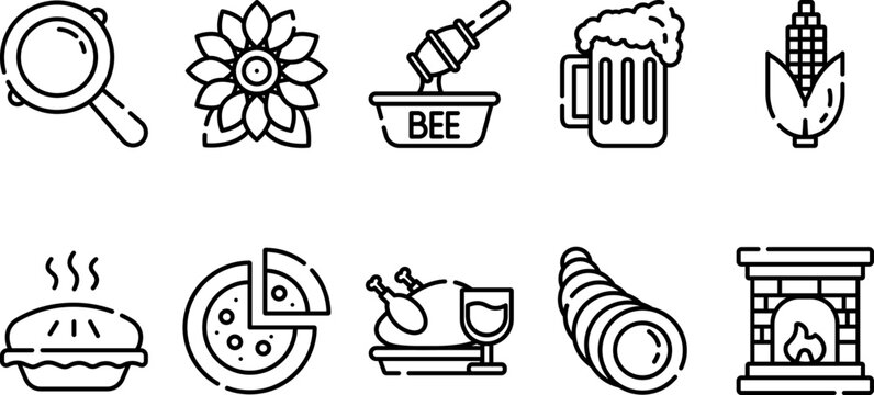 Thanksgiving Icons Pack Lineal Cut