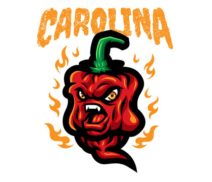 Carolina reaper chili cartoon scary