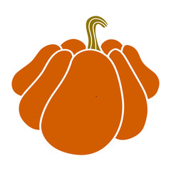  illustration of a hand drawn pumpkin, no background
