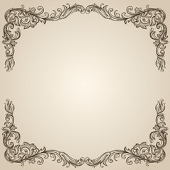 Vector frame of flowers. Vintage floral elements Isolated botanical illustration for a postcard.