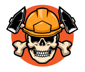 Skull builder helmet mascot logo