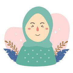 cute hijab muslim cartoon character