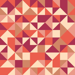 Fototapeta premium Geometric pattern with red, brown and orange triangles. Geometric modern ornament. Seamless abstract background