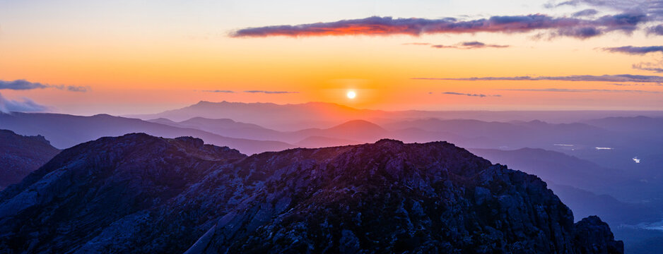 Sunset Over The Mountains Of The West Coast