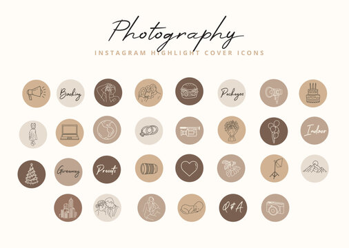 Set of photographer photography studio icons for instagram story highlight  covers Stock-Vektorgrafik | Adobe Stock