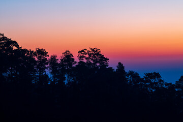 Background of colorful sky concept: Dramatic sunset with twilight color sky and clouds