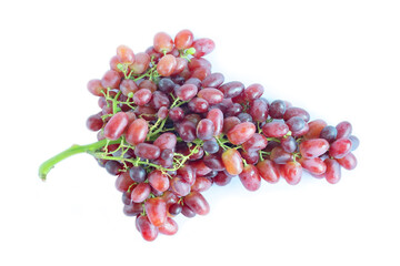 Ripe red grape. red and purple bunch isolated on white background.