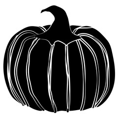 Pumpkin black silhouette isolated on white background. Design element.