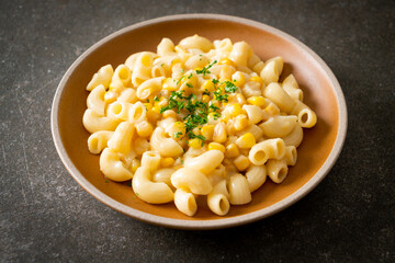 macaroni creamy corn cheese on plate