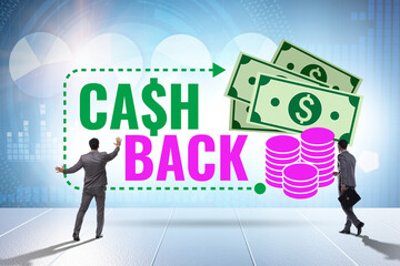 Businessman in the cash back concept