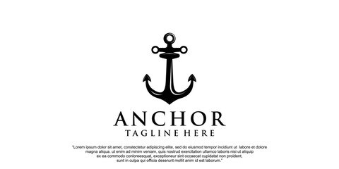 Simple anchor  logo design for boat ship navy nautical transport Premium Vector