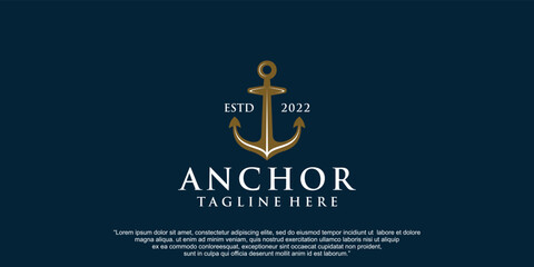 Simple anchor  logo design for boat ship navy nautical transport Premium Vector © AGUNG