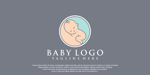 Simple baby logo design for bussines Premium Vector