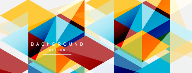 Obraz premium Color triangles composition, geometric abstract background. Techno or business concept, pattern for wallpaper, banner, background, landing page
