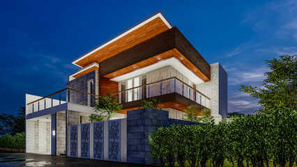 3D House design architeture rendering 3
