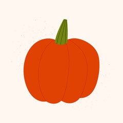 Isolated vector pumpkin doodle style. Orange autumn vegetable icon