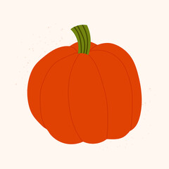 Orange pumpkin doodle icon. Isolated vector vegetable for thanksgiving