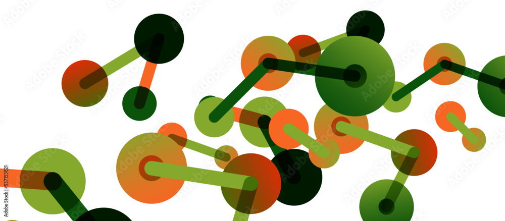 Poster line points connections geometric abstract background. circles connected by lines. trendy techno bus