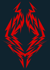 Simple red geometric tribal tattoo pattern