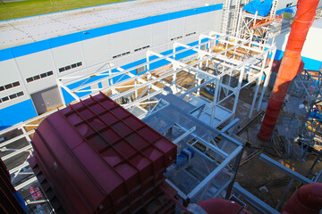 construction of a plant made of metal and reinforced concrete materials