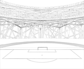 Football Soccer Stadium Vector. Illustration Isolated On White Background. A vector illustration Of A Football Stadium.