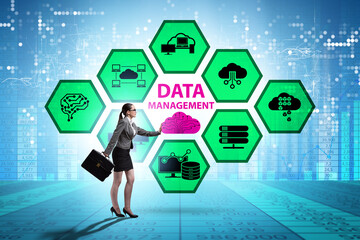 Businesswoman in data management concept