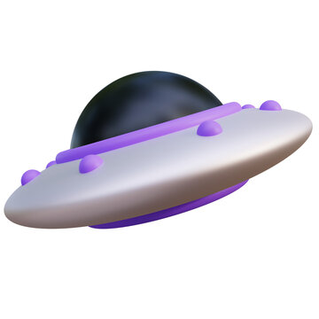 Flying UFO 3D Illustration. Highly Rendered Alien Spaceship 3D Illustration, Suitable for Landing Page or Mobile App Design