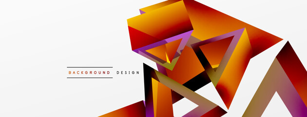 Triangle abstract background. 3d vector basic shape technology or business concept composition. Trendy techno business template for wallpaper, banner, background or landing