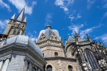 Architectural detail of the Aachen Cathedral in Aachen, Germany, one of the oldest cathedrals in...