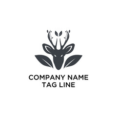 vector deer and leaf logo design illustration