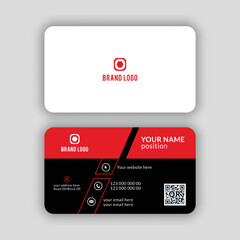 Professional elegant black and red modern business card design template