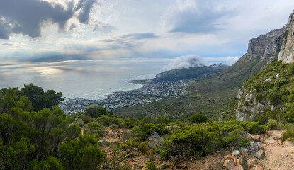 View from table mountain with Lion's head, Cape Town