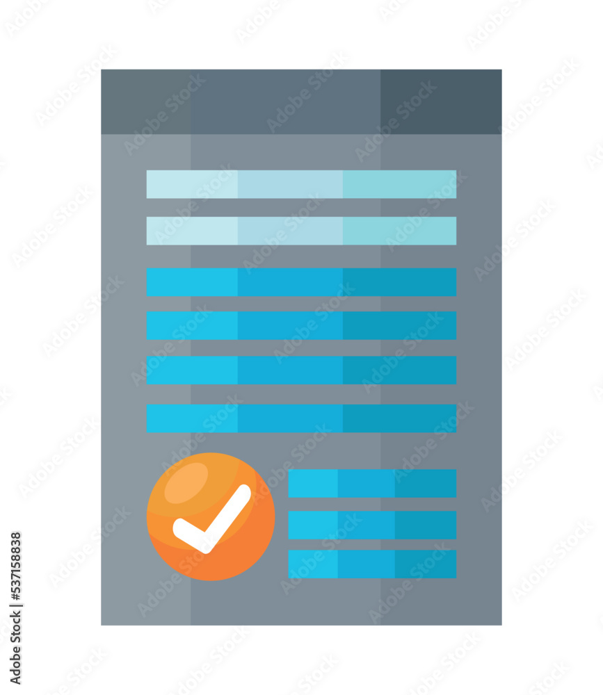 Poster webpage template with check symbol