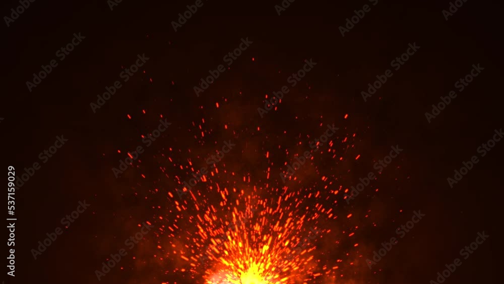 Wall mural fire particle sparks background. particle background animation, futuristic mysterious flowing digita