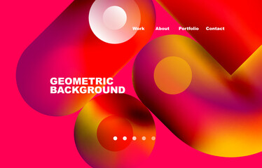 Website landing page abstract geometric background. Circles and round shapes. Web page for website or mobile app wallpaper