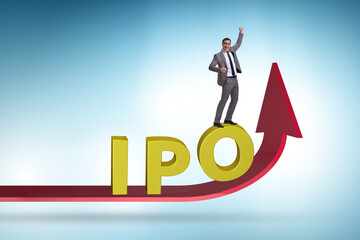 Businessman in the initial public offering IPO concept
