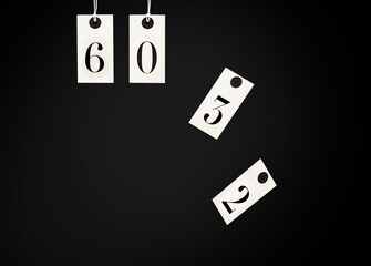 tags with numbers on a black background