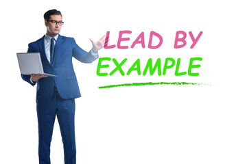 Businessman in lead by example concept