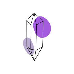 crystal in line art style with colored spots