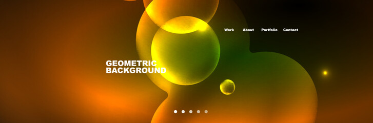 Shiny neon circles and bubbles, dark abstract background with blurred magic neon light, wallpaper design