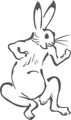 鳥獣戯画のウサギのベクターイラスト