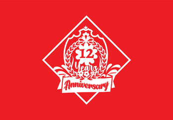 12 years anniversary logo and sticker design template