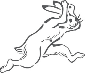Naklejka premium 鳥獣戯画のウサギのベクターイラスト