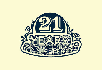 Obraz premium 21 years anniversary logo and sticker design template